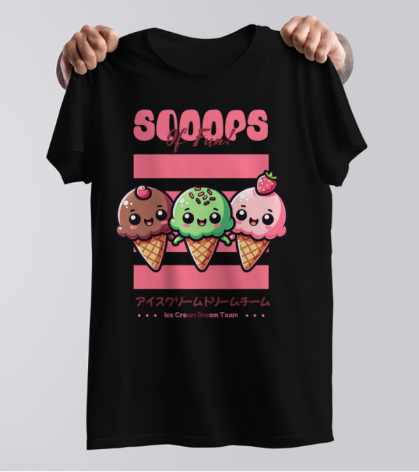 Scoops Of Fun Ice Cream Dream Team Kawaii Cones T-Shirt