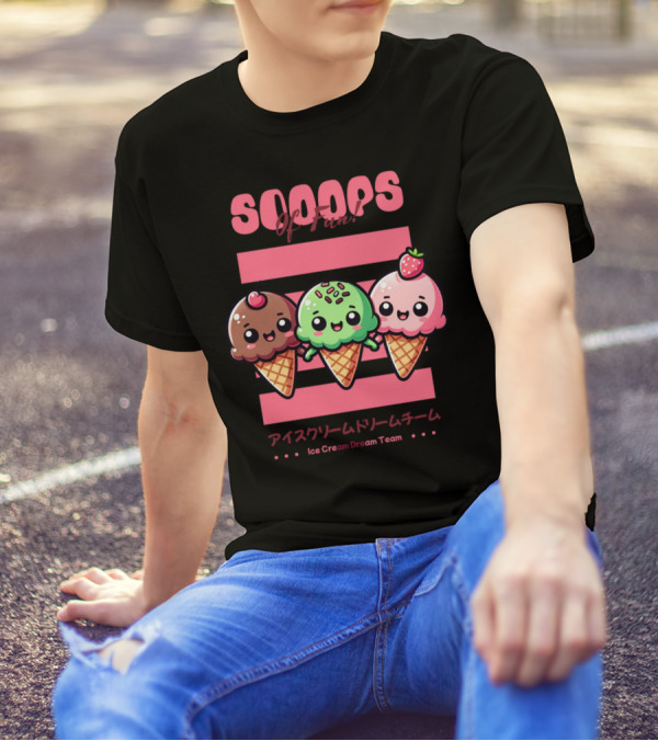 Scoops Of Fun Ice Cream Dream Team Kawaii Cones T-Shirt
