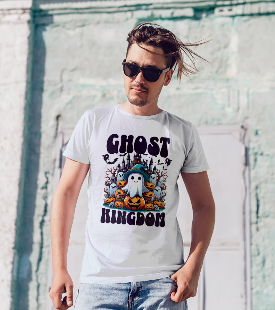 Ghost Kingdom Halloween Ghosts And Pumpkins Witches Hat Haunted Castle T-Shirt