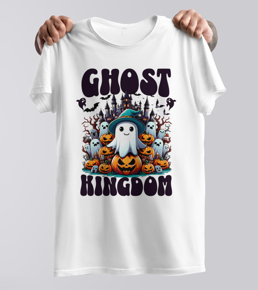 Ghost Kingdom Halloween Ghosts And Pumpkins Witches Hat Haunted Castle T-Shirt