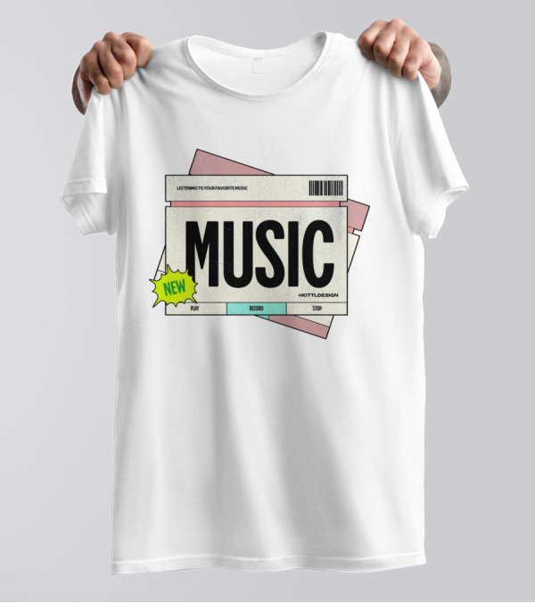 NEW MUSIC LISTENING TO YOUR FAVORITE MUSIC PLAY RECORD STOP KITTLDESIGN T-Shirt