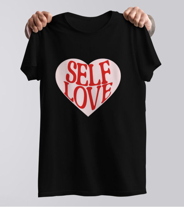 SELF LOVE Heart Retro Bold Typography T-Shirt