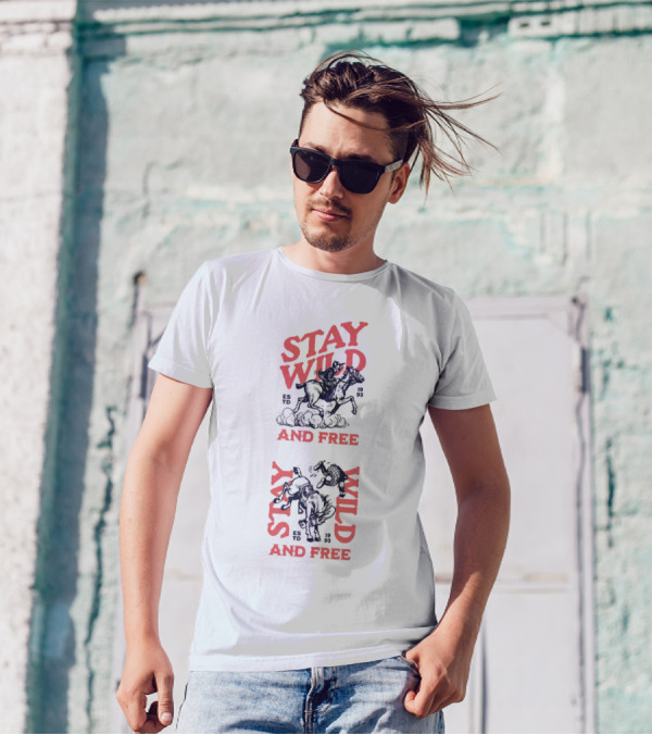 Stay Wild And Free Riding Cowboys ESTD 1993 T-Shirt