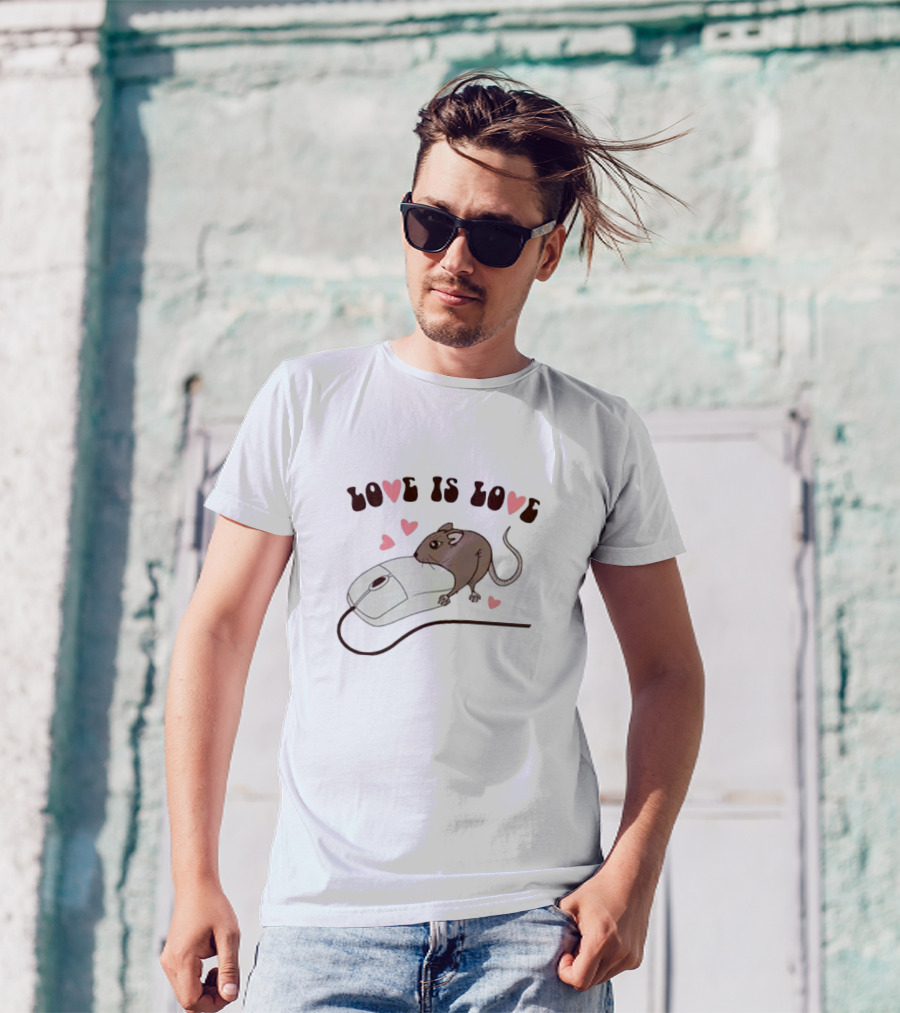 Love Is Love Mouse With Computer Mouse And Hearts T-Shirt