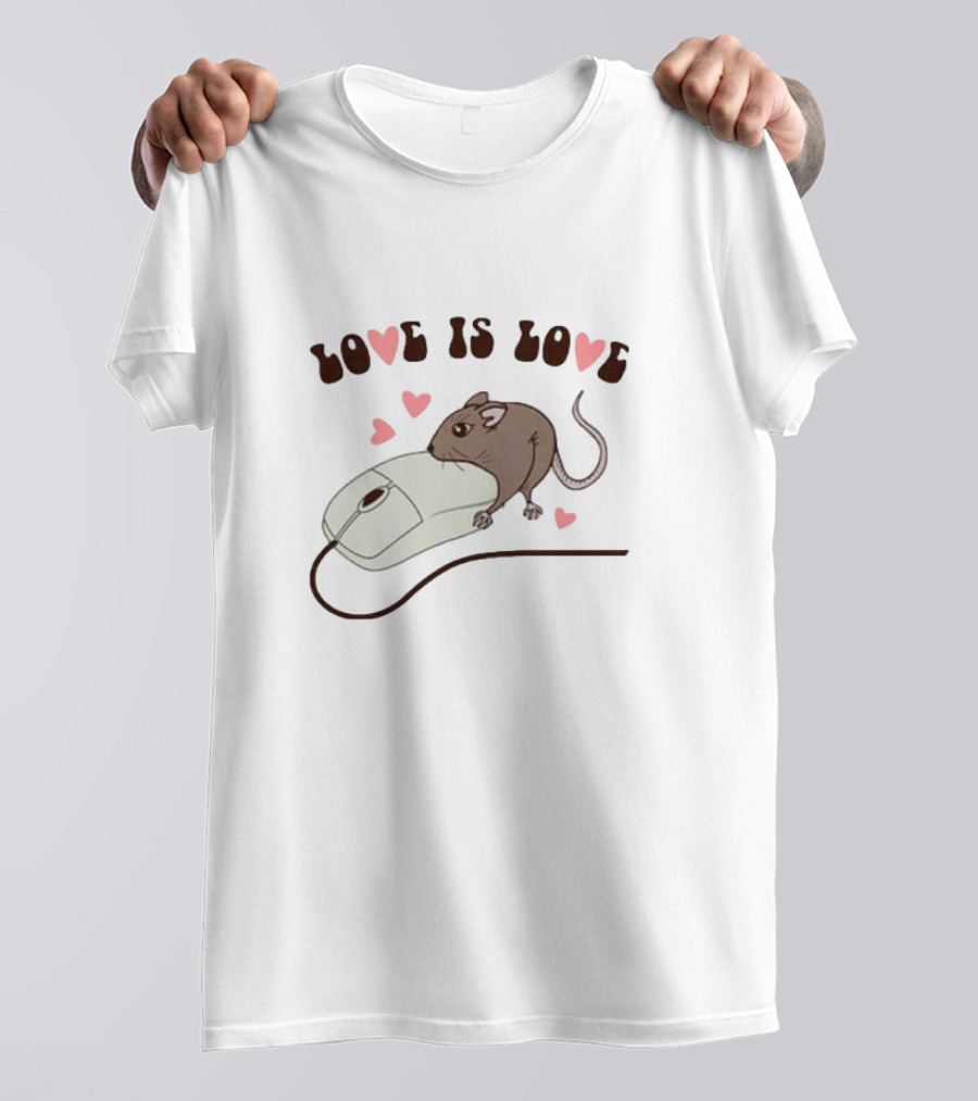 Love Is Love Mouse With Computer Mouse And Hearts T-Shirt