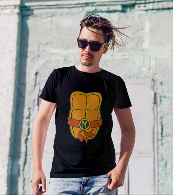 Michaelangelo Chest Teenage Mutant Ninja Turtle Belt Emblem T-Shirt