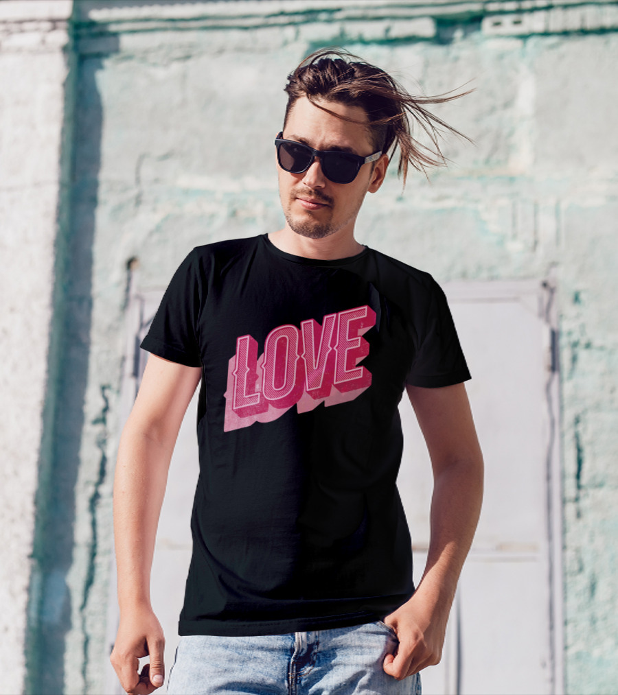 Love Typography Valentines Day Shirt Bold Lettering T-Shirt