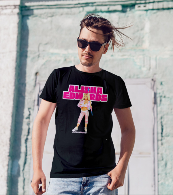 Alisha Edwards She's Hardcore Pink And White Wrestling T-Shirt