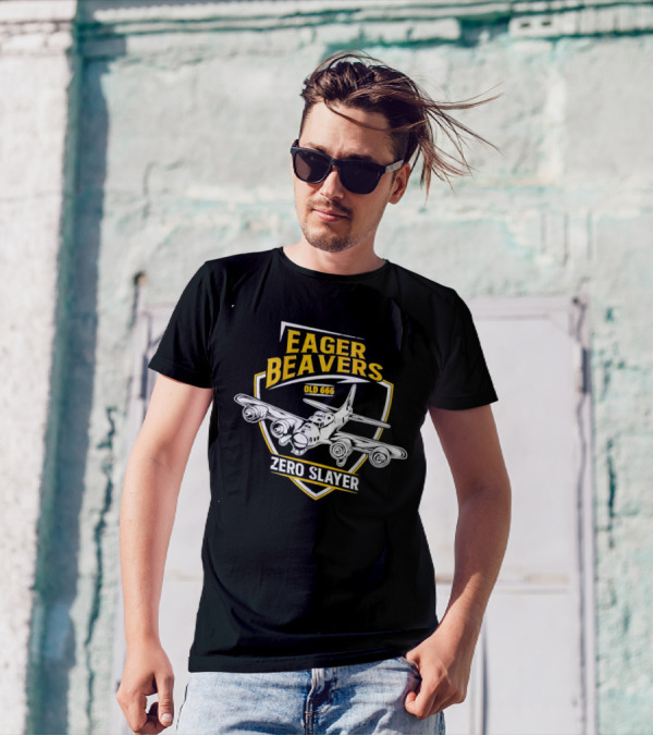Eager Beavers Old 666 Zero Slayer Bomber Emblem T-Shirt