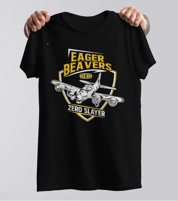 Eager Beavers Old 666 Zero Slayer Bomber Emblem T-Shirt