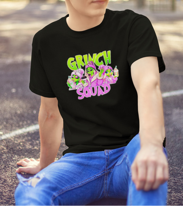 Grinch Squad Boujee Leopard Purple Alien Trio T-Shirt