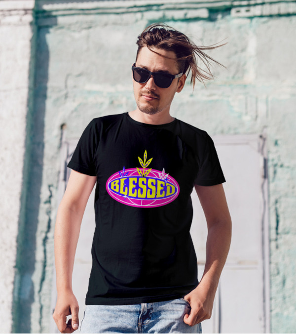 Blessed Colorful Retro Leaf Oval T-Shirt