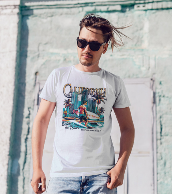 California Catch The Waves Surfing Paradise Miami T-Shirt