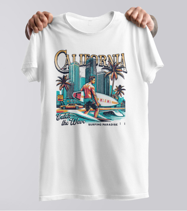 California Catch The Waves Surfing Paradise Miami T-Shirt