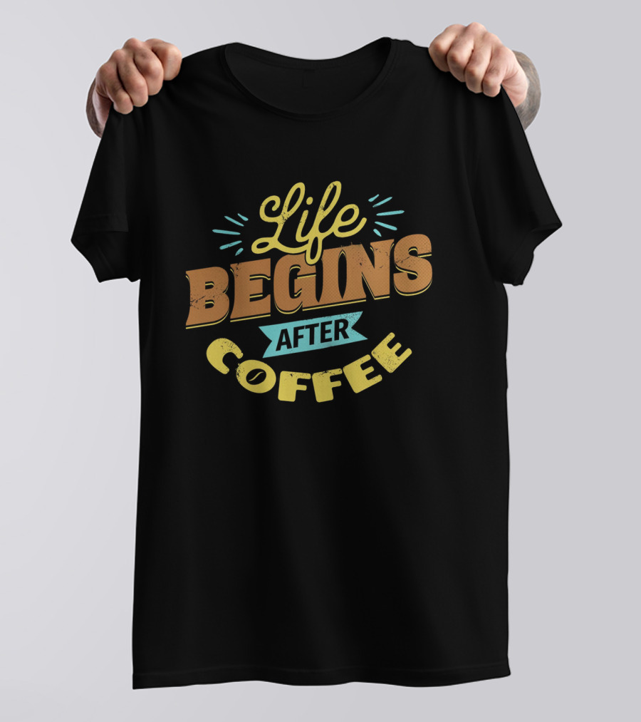 Life Begins After Coffee Retro T-Shirt