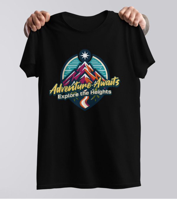 Adventure Awaits Explore The Heights Mountain Starburst T-Shirt