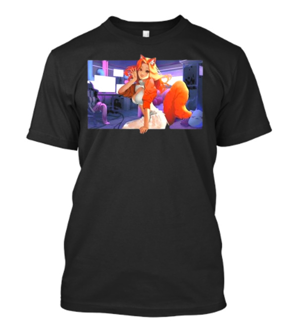 Anime Byndo Fox Girl Neon Gaming Room T-Shirt