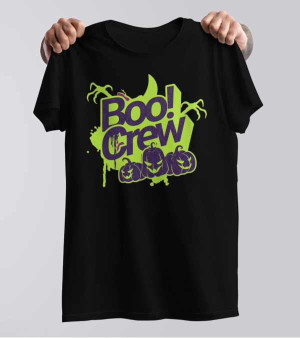 Boo Crew Halloween Pumpkins With Spooky Moon And Trees T-Shirt
