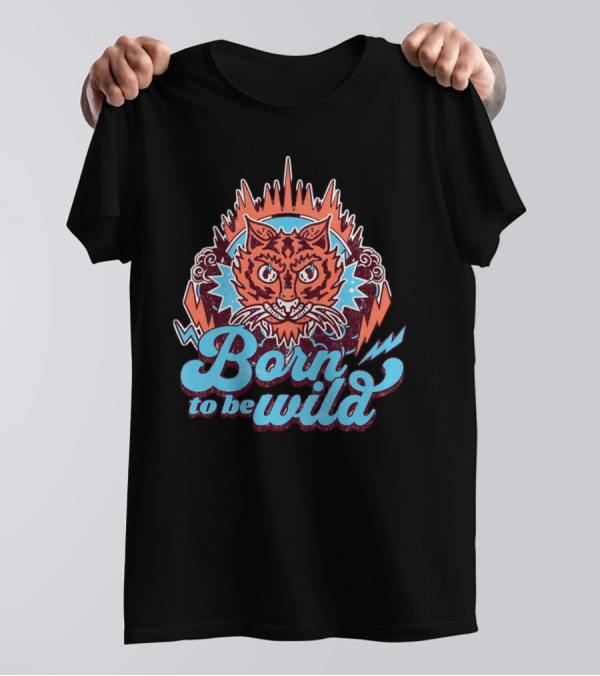 Born To Be Wild Tiger Vintage Style Retro Lightning Burst T-Shirt