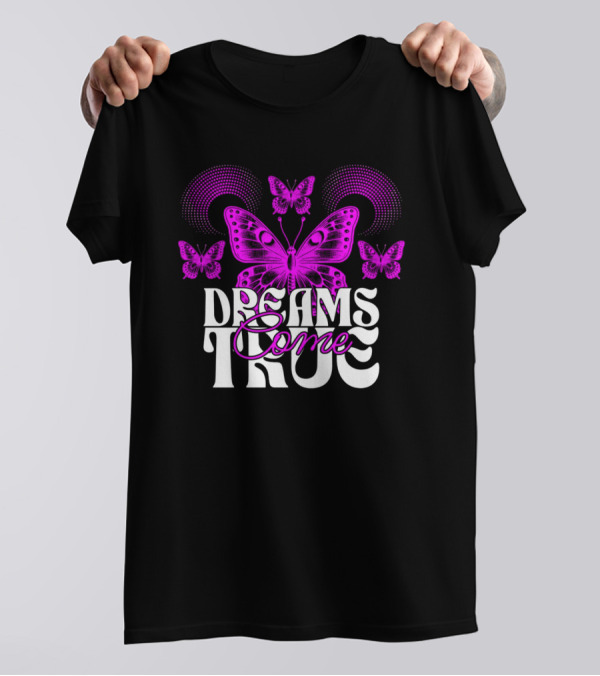 Dreams Come True Butterfly Pink Retro Psychedelic T-Shirt