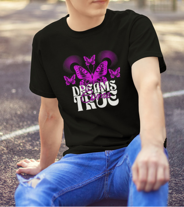 Dreams Come True Butterfly Pink Retro Psychedelic T-Shirt
