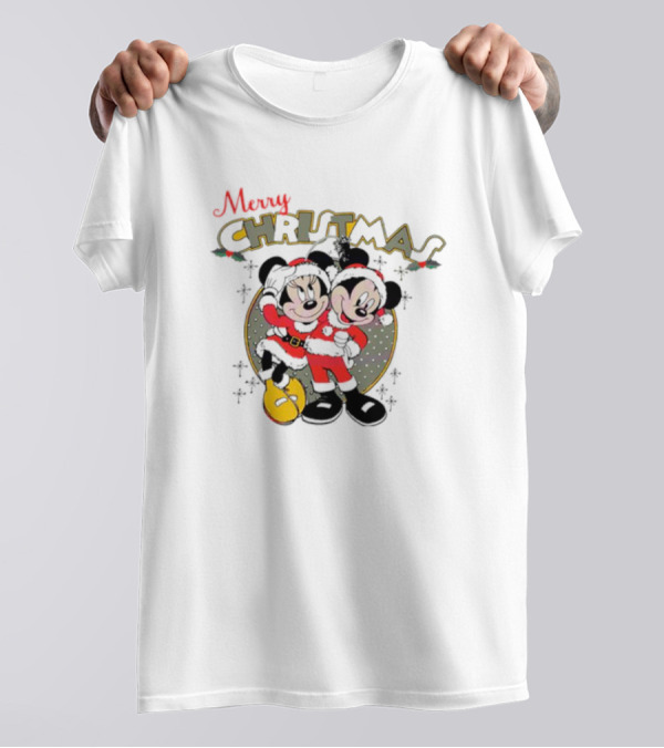 Disneyland Merry Christmas Mickey And Minnie T-Shirt