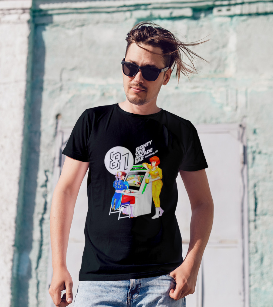Eighty One Arcade Bar Harrisburg SD With Arcade Game Characters T-Shirt