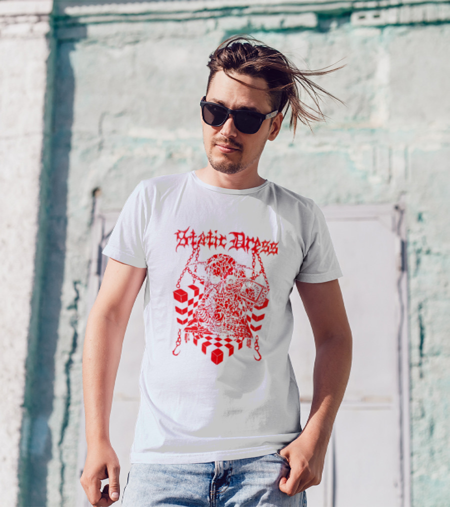 Static Dress Geometric Illusion Chains And Skulls Kerrang T-Shirt
