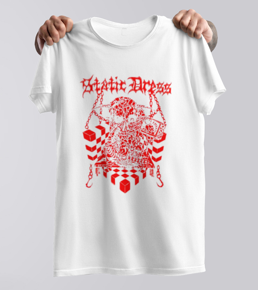 Static Dress Geometric Illusion Chains And Skulls Kerrang T-Shirt