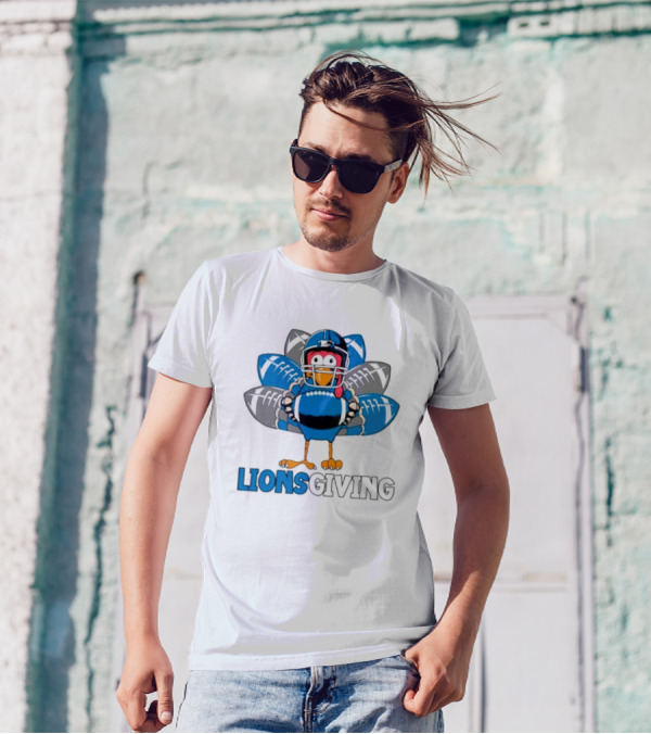 Lionsgiving Detroit Lions Thanksgiving Turkey Football T-Shirt