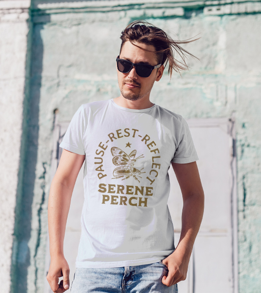 Pause Rest Reflect Serene Perch Butterfly And Star T-Shirt