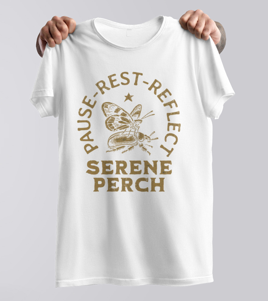 Pause Rest Reflect Serene Perch Butterfly And Star T-Shirt