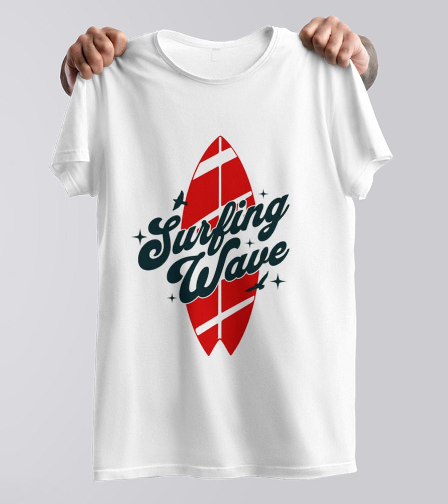 Surfing Wave Red Surfboard T-Shirt