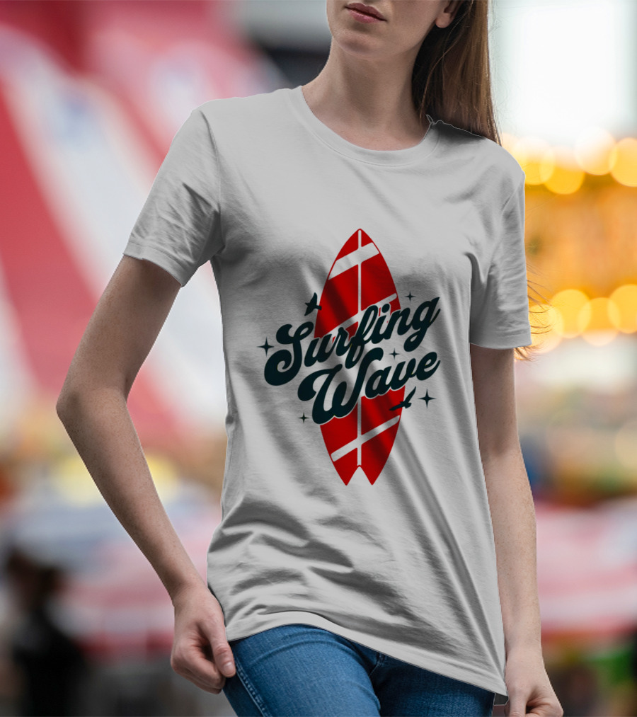 Surfing Wave Red Surfboard T-Shirt