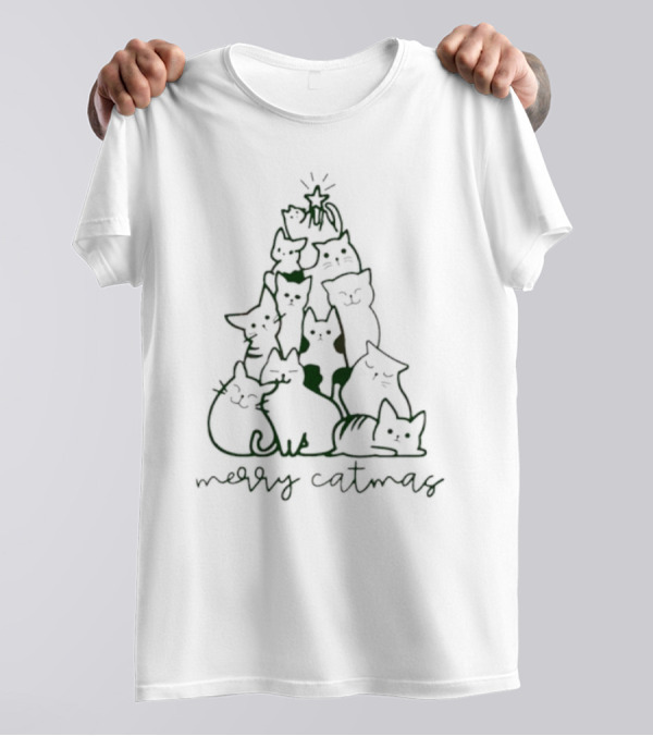 Merry Catmas Cat Christmas Tree With Funny Cats T-Shirt