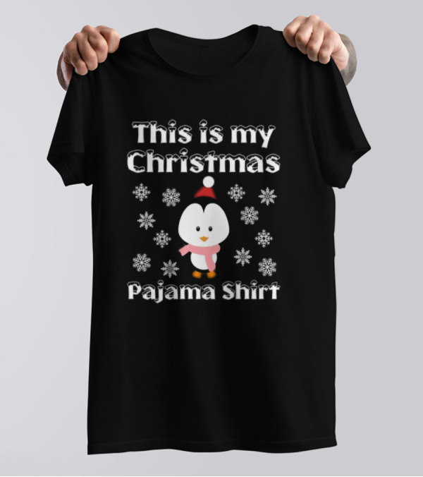 This Is My Christmas Pajama Shirt Penguin Snowflakes T-Shirt