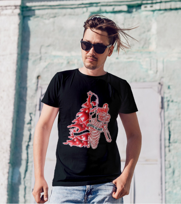 Skeleton Sorta Merry Sorta Scary Christmas Tree Splittinwigz T-Shirt