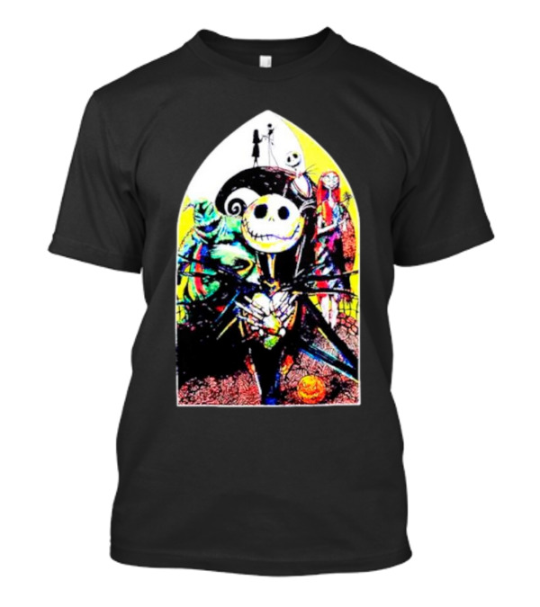 The Nightmare Before Christmas Characters In Stained Glass Window T-Shirt