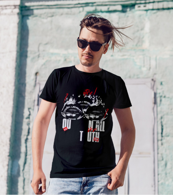 Out Veril Truth Notice Lips Question Flames T-Shirt