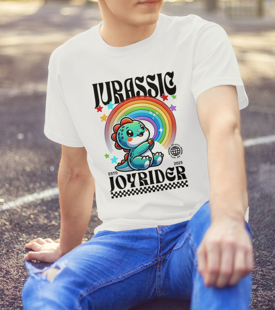 JURASSIC JOYRIDER ESTD 2025 Rainbow Star Dino Club T-Shirt