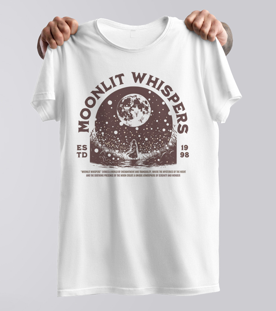 Moonlit Whispers ESTD 1998 Enchantment Serenity Wonders T-Shirt