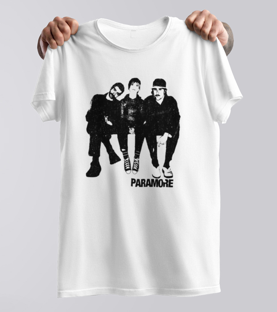 Paramore Music Group Trio Black And White Photo Boyfriend Fit Girls T-Shirt