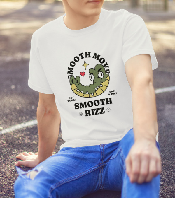 Smooth Move Smooth Rizz Crocodile Heart Est. Today Sat. 6 July T-Shirt