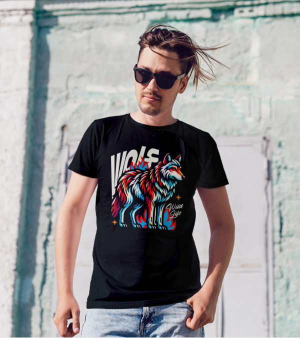 WOLF Wild Life Vivid Colorful Wolf T-Shirt