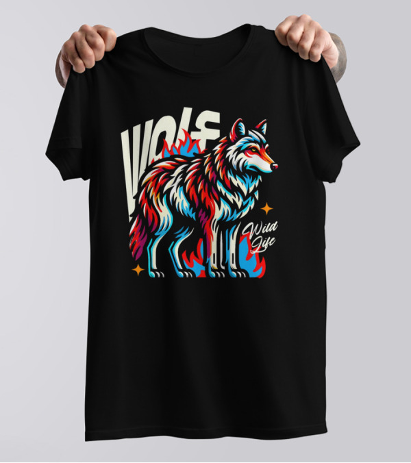 WOLF Wild Life Vivid Colorful Wolf T-Shirt