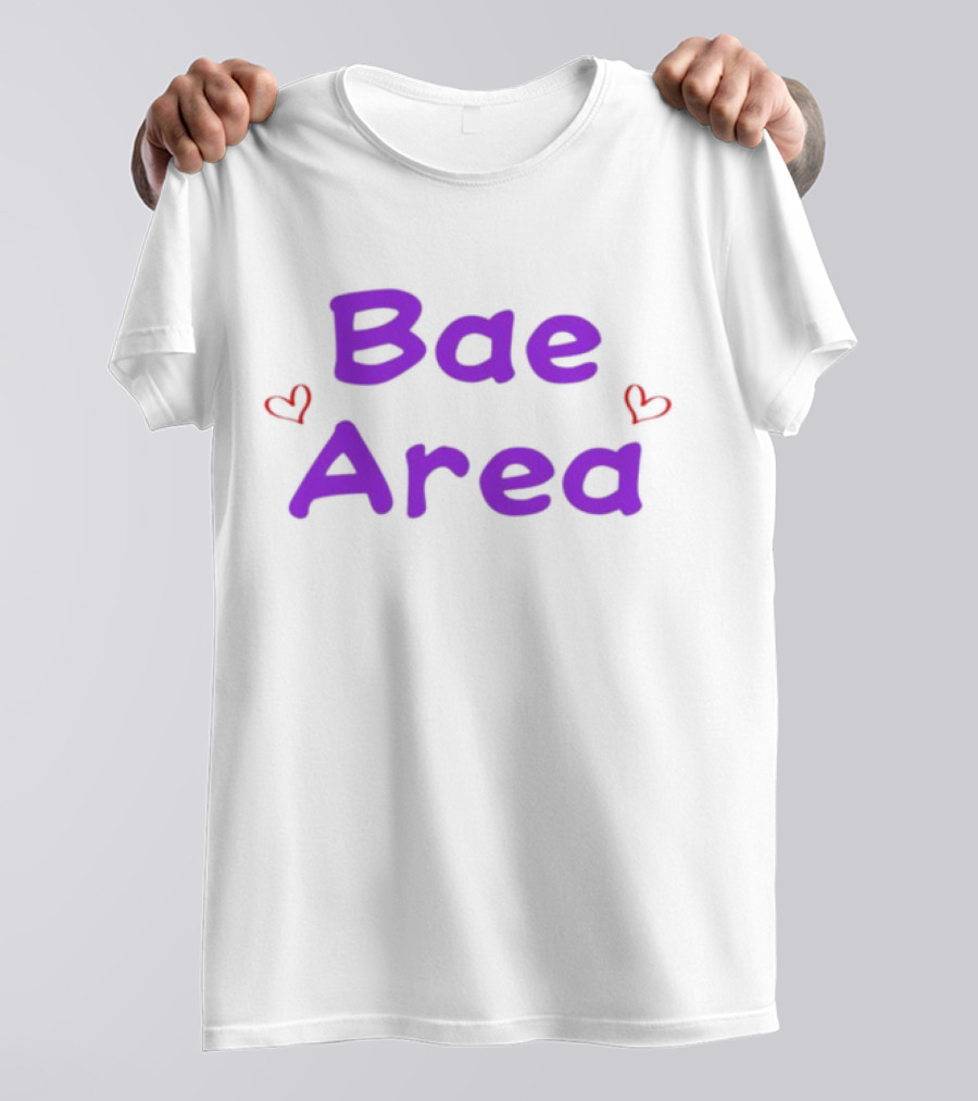 Bae Area Purple Text With Red Hearts T-Shirt