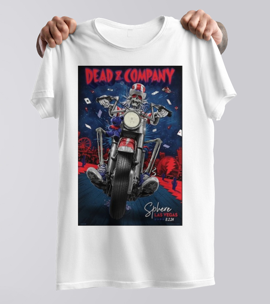Dead And Company Sphere Las Vegas Skeleton Biker August 2 T-Shirt