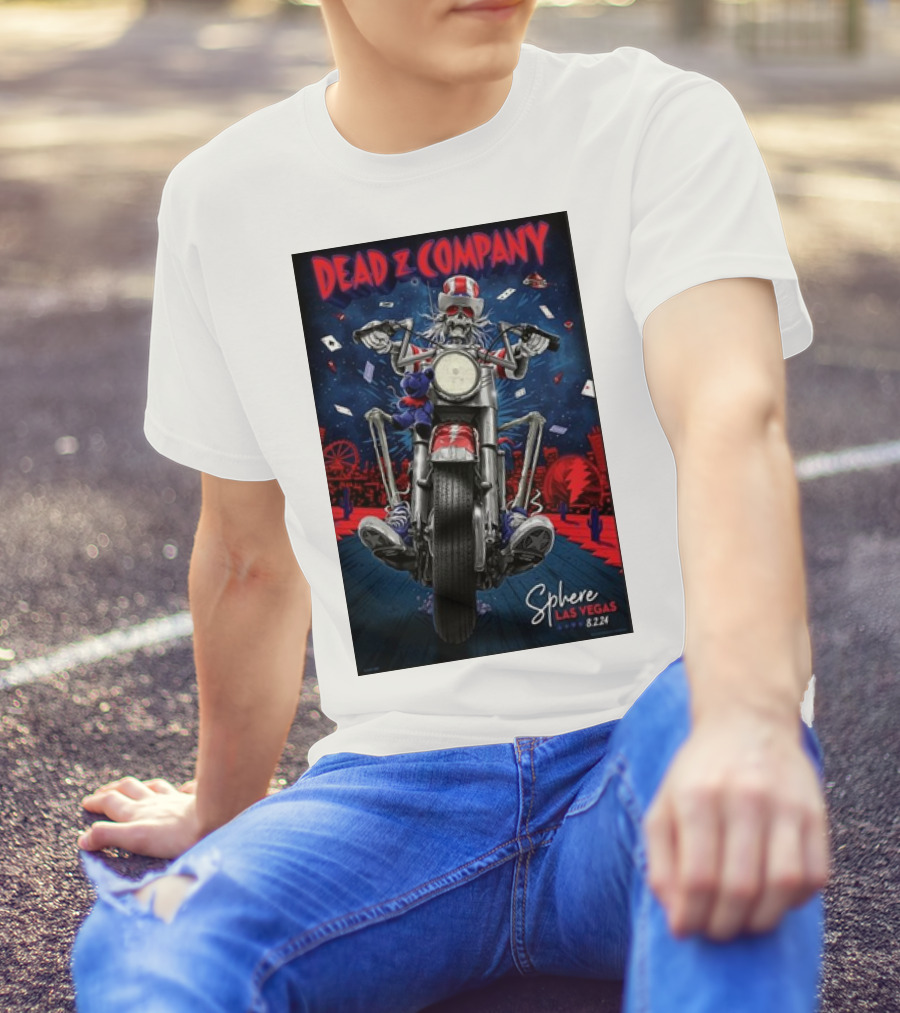 Dead And Company Sphere Las Vegas Skeleton Biker August 2 T-Shirt
