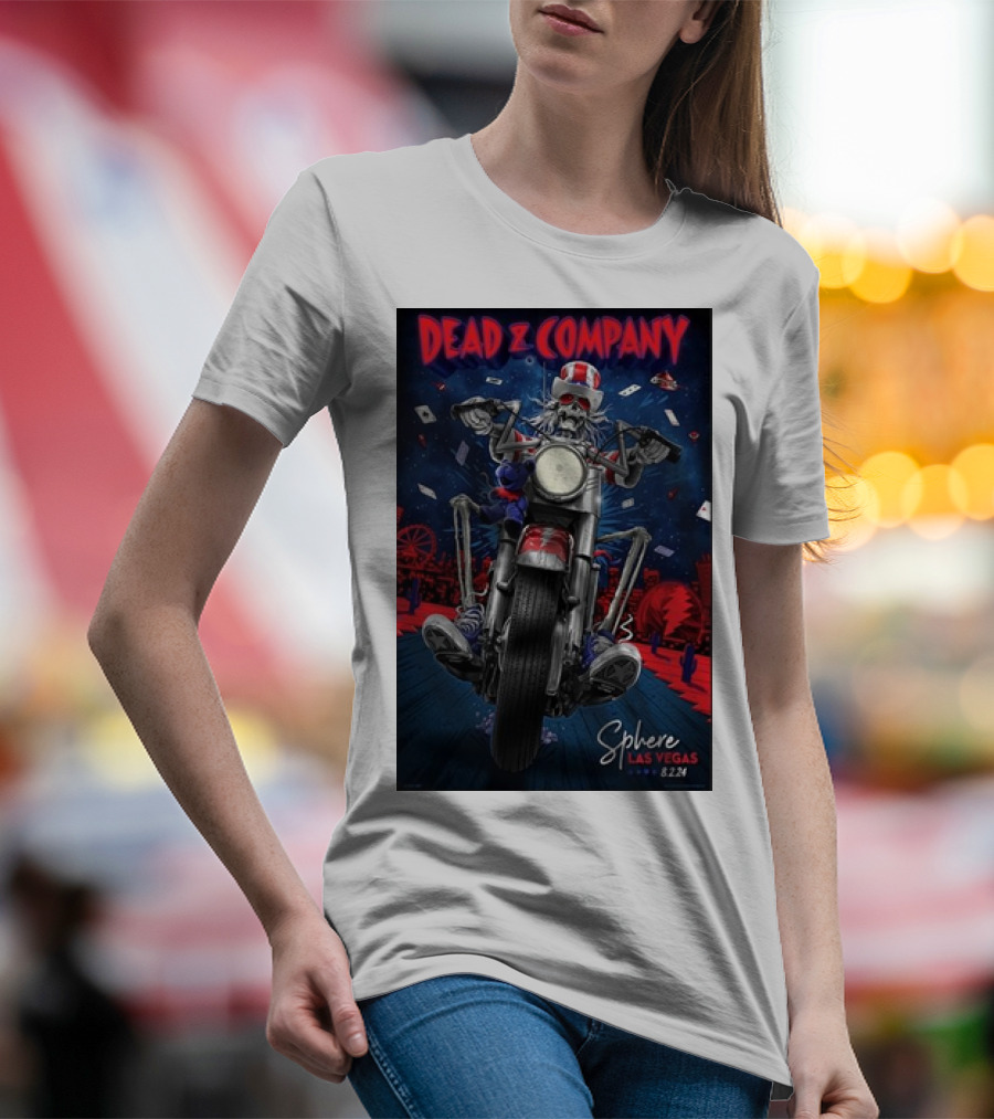 Dead And Company Sphere Las Vegas Skeleton Biker August 2 T-Shirt