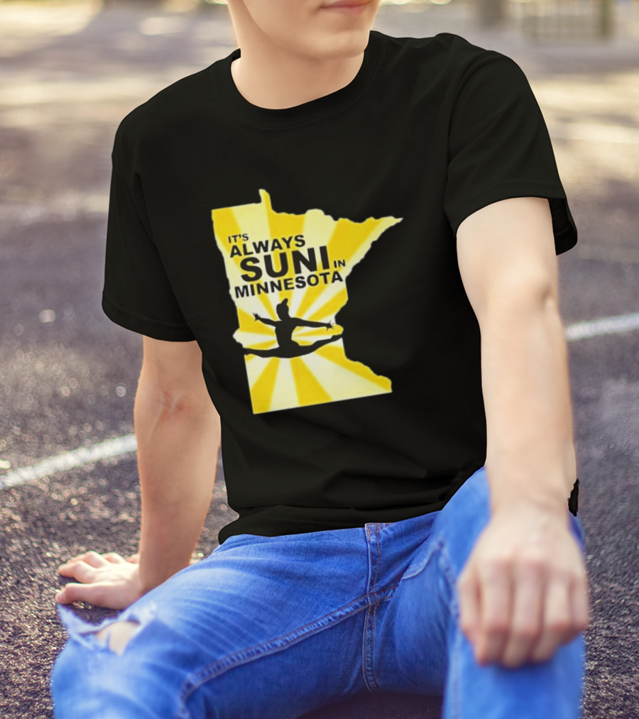 It's Always Suni In Minnesota Gymnastics Silhouette State Outline T-Shirt